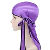 Foulards Unisexe Hommes Femmes Satin Respirant Bandana Chapeau Silky Durag Avec Long Tail Headwrap