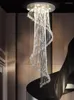 Lustres Élégant Art Décoratif Créatif Moderne De Luxe Long Cristal Escalier Lustre Atmosphère Villa Creux Haut Loft Duplex Salon