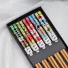 Eetstokjes schattig 5 paar handgemaakte natuurlijke bamboe hout herbruikbare sushi stick cadeau servies Koreaanse set