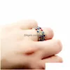 Cluster Ringe Mode Reihen Colorf Kristall Strass Einstellbar Funkelnd Glänzend 3 Elastische Ring Für Frauen Braut Hochzeit Schmuck Drop Dhdzq