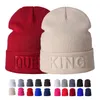 Mode hiver chapeau roi reine bonnets Hip Hop Couples casquette décontracté solide chapeau hommes femme chaud tricoté Beanie Ski Skullies Bonnet249B