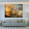 Zeilen Marine Canvas Art Het verbranden van de huizen Joseph William Turner schilderij handgemaakte zeegezicht Home Decor