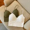 Camisoles & Tanks Sexy Camisole Bra Stretch Ladies Suspenders Short Tops Babes Push Slim Top Cropped Pads V-neck Chest Up Fit Navel Tube