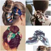 Hårgummiband mode pärla hänge rep knuten båge tjocktarmen cirkel hårstrå band för kvinnor flickor tillbehör släpp del dhe49