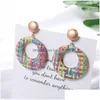 Ciondola il lampadario fatto a mano Circle St orecchini per le donne Lafite Weave Braid Big Hoop Earing Bohemian Jewelry Drop Delivery Dhd5N