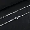 Chains Real 925 Sterling Silver Necklace For Women 2mm Width Carved Box Link Chain 50cm Stamp S925