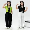 Abbigliamento da palcoscenico per bambini Abbigliamento hip-hop Top a maniche corte Pantaloni casual per ragazza Costume da ballo jazz per bambini Abiti da ballo per adolescenti