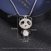 Pendentif Colliers Mode Simple Mignon Incrusté Zircon Panda En Acier Inoxydable Collier Hommes Et Femmes Cadeau Mobile Bande Dessinée Poupée Alliage Bijoux