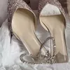 Sandalen Crystal Chain Schoenen Voor Vrouwen Puntschoen Platte Hakken Bling Zapatos De Mujer Enkelbandje Femme Steentjes Sexy sandalias