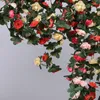 Dekorativa blommor 2,4 m konstgjorda rose rotting bröllop vinrankas simulering druva piongrön växt