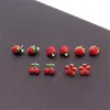 Oorknopjes Zoete Aardbei Kers Apple Fruit Mode Rode Bloemen Dames Delicate Sieraden Groothandel