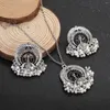 Collier boucles d'oreilles ensemble ethnique argent couleur paon ensembles pour femmes luxe coloré Zircon géométrique gland fête mariage