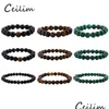 Perline 6Mm 8Mm10Mm Est Design Occhio di tigre Malachite Onice Perline Bracciale Gioielli in pietra naturale Stretch Energy Yoga Regalo Coppia romantica Dhk2S