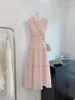 Casual Dresses French Elegant Dress Female 2023 Mid-length Sleeveless Vest Fairy Skirt Irregular Waist Age-reduced Korean Fashion Midi