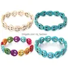 Chain Fashion Round Turquoise Skl Peace Charm Bracelets Strand Natural Stone For Women Men Brand Jewelry Wholesale Drop Delivery Dhinc