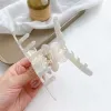 여성 패션 기질 흰색 꽃 클립 클램프 펨 메 액세서리를위한 아세테이트 발톱
