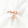 Clusterringe 585 Lila Gold 14 Karat Rose Runde Perle Schleife Hochzeit für Paare Verstellbarer süßer romantischer Damen-Verlobungsschmuck