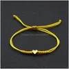 Charm Armbänder Gold Silber Liebe Herz Armband Paar Wunsch Glück Rote Schnur Geflochten Einstellbar Für Frauen Männer Schmuck Drop Lieferung Dho5F