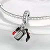 925 argent pour pandora charmes bijoux perles Pendentif femmes Bracelets perle nouvelle couleur argent charme rouge
