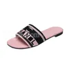 new style Embroidered Fabric Slide Slippers Designer Slides For Women Summer Beach Walk Sandals Fashion Low heel Flat slipper Shoes Size 37-42