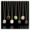 Pendant Necklaces Natural Stone Necklace Irregar Amethyst Tiger Eye Hand Wound Wire Drop Delivery Jewelry Pendants Dhomu