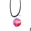 Pendant Necklaces Vintage Neba Space Universe Galaxy Women Handmade Glass Ball Choker Rope Chain Statement Necklace Jewelry Drop Del Dhsty