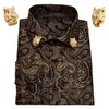 Chemises de robe masculines en or paisley en soie à manches longues fleur décontractée pour Barry.