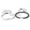 Perlé Soleil Et Lune Charme Bracelet Couple Bijoux Brins Blanc Howlite Hématite Lave 4Mm Perles Bracelets Tressés Drop Delivery Dhuqn