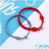 Charm Bracelets 2Pcs Couple Magnetic Attraction Ball Bracelet Friendship Red Black Rope Men And Women Jewelry Gift Drop Delivery Dhp0R