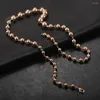 Kedjor 585 Rose Gold Color Beded Chain Halsband för kvinnor flickor pärlor länk halsband 60 cm gåva smycken grossist gåvor dcn47