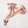 Bathroom Sink Faucets Antique Red Copper Wall Mounted Cross Handle Washing Machine Faucet / Garden Water Tap Dav323