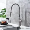 Kitchen Faucets Sink Mixer Taps Single Handle Nickel Brass Pull Out Hole Swivel 360 Degree Tap