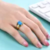 Vintage Gemtone Pierścienie dla kobiet mężczyzn ze stali nierdzewnej Single Turquoise Tiger Eye Stone Pierścienie Biżuter