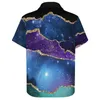 Heren Casual Shirts Goud Glitter Marmer Blouses Mannen Paars Teal Print Hawaiiaans Ontwerp met Korte Mouwen Retro Oversized Strand Shirt Cadeau