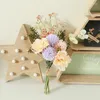 Decoratieve Bloemen Zijde Kunstbloem Boeket Champagne Roos Bruiloft Nep Bruid Hand Held Home Art