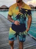 Tute da uomo Tuta da uomo Casual Estate manica corta Polo e pantaloncini Completo da due pezzi Abbigliamento maschile Spiaggia Coconut Tree Abbigliamento Uomo 230609