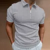 Męskie koszule Polos Polo Mode Polo Summer Stripe Mens Mens Polo Shirt solidna koszulka koszulka krótko-rękawoeved Casual Slim Tops 230609