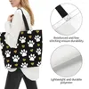 Shopping Bags Cute Trendy Pattern Of Tote Bag Reusable White Dog Paws Gold Heart Grocery Canvas Shopper Shoulder