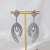 Dangle Earrings Bilincolor Fashion Drop Shaped Peacock Feather Micro Set Zircon For Christmas Gift