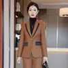 女子2ピースパンツ2023女性春秋ファッションフォーマルなビジネススーツ