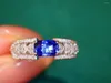 Cluster Ringen LR2023 Blue Sapphire Ring 1.09ct Real Pure 18K Natural Unheat Royal Gemstone Diamonds Stone Female