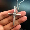 Chains 2023 Trend Fashion Gothic Womens Cross Pendant Necklace Long Chain Black Charm Student Graduation Faith Gift Jewelry