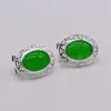 Dangle Küpeler Zarif Lady Stud Natural Jade Sterling Silver Hollow Desen Kadınlar