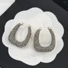 Boucles d'oreilles clous Mode européenne et américaine Charcoal Zircon Bag