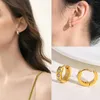 Hoop Earrings Trendy Shiny White CZ Stone Huggie Earring For Women Girls Gold Color Stainless Steel Bling Cubic Zirconia Charm