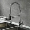 Kitchen Faucets Black Rose Gold Faucet Nickel Brushed Spring Pull Down 2 Functions Stream Spray And Cold Water Mixer Taps