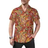 Chemises décontractées pour hommes Chemise de vacances à imprimé cachemire rouge Vintage Floral Summer Man Y2K Blouses Short Sleeve Graphic Clothing Plus Size