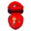 Armbanduhren Modeuhr für Frauen mit Herzform Geschenkbox Elegante Halskette Ohrring Ring Damen Quarz Set Geschenke Drop