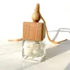 Aromatizador de ar para carro minúsculo 10 ml Difusor de vidro quadrado transparente para perfume com corda pendurada Tampa de madeira Energia natural Cristal Dnubu