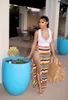 Women's Swimwear Wrap Kaftan Sarong Beach Sexy Tassel Bandage Skirt Swimsuit Women KniSwimwear Striped Scarf Crochet Bikini Cover-Up 2023